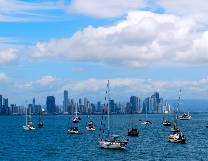 A view of the Bay of Panama and the Panama City skyline