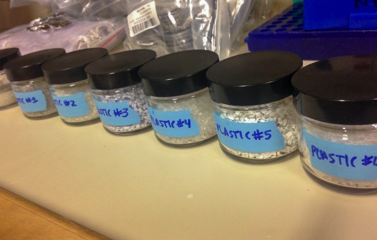 Swimming on microplastics